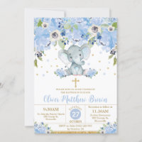 Batismo Floral de Elefante Cortado Azul