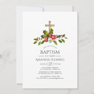 Convite Batismo Floral de Natal ou Natal
