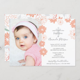 Convite Batismo Floral de Pêssego Bonito