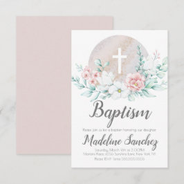 Convite Batismo Floral de Primavera em Aquarela Dedicação