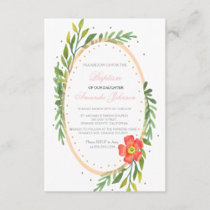 Convite Batismo Floral Elegante/Convite Cristal