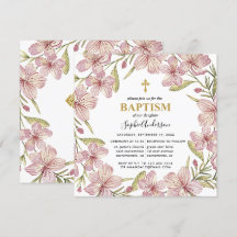 Batismo Floral Rosa E Dourado