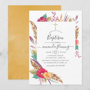 Convite Batismo Floral Safari em Aquarela