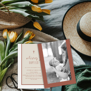 Convite Batismo Fotográfico da Cruz Moderna do Tom Tone