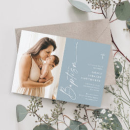 Convite Batismo Fotográfico de Meninos Elegantes Modernos