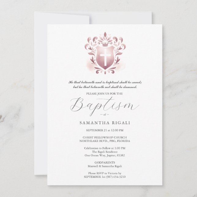 Convite Batismo Invoca Nome dos Padrões Religiosos (Frente)