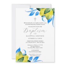 Batismo Lemon Foliage Religioso Azul Italiano