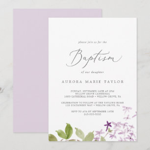 Convite Batismo Lilac Russo