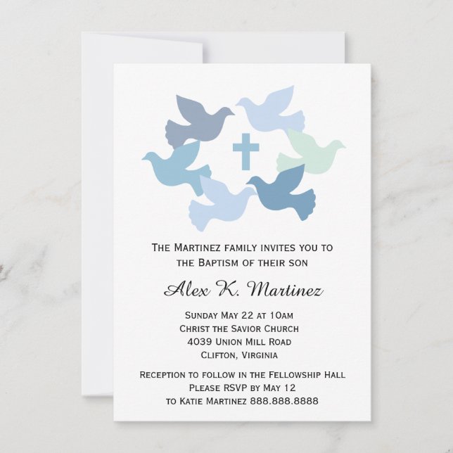 Convite Batismo Menino Dedicação dos Meninos Primeira Sagr (Frente)