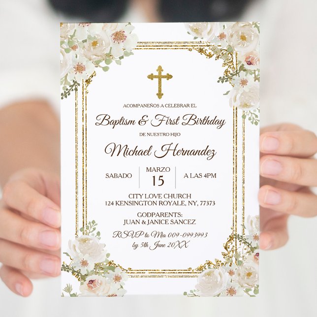 Convite Batismo mexicano marrom e bonito e primeiro aniver (Criador carregado)