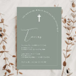 Convite Batismo minimalista do arco da Typografia<br><div class="desc">Invista seu convidado ao seu evento com este cartão de convite minimalista e simples para batismo, apresenta texto simples em um fundo sábio com uma cruz proeminente. Para personalização mais avançada deste design, por exemplo, alteração do layout, da fonte ou do tamanho do texto, clique no botão "PERSONALIZAR" acima. Por...</div>