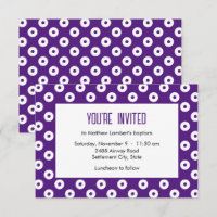 Batismo Mínimo de Polka-Dot Roxo e Branco