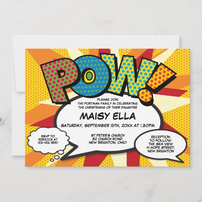 Convite Batismo Moderninho de Quadrinhos (Frente)