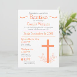 Convite Batismo na Cruz Bautizo Espanhola e Folhas I
