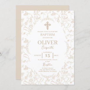 Convite Batismo Neutro Toile