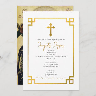 Convite Batismo Ortodoxo Grego-Chave Dourada