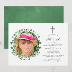 Convite Batismo ou Christening na Floresta de Aquarelas