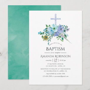 Convite Batismo ou Crisma Boho Verde-Menta e Azul