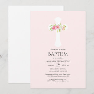 Convite Batismo ou Cristandade Floral em Aquarela