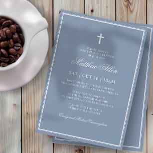 Convite Batismo Para Ele   Cruz clássica elegante