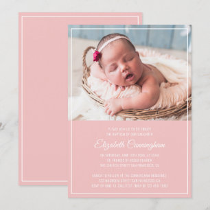 Convite Batismo Por Ela   Quadro Simples Moderno