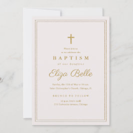 Convite Batismo religioso Dourado Clássico e Cristo