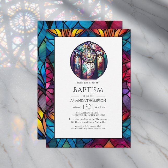 Convite Batismo religioso moderno, Dedicação ou Cristo (Modern Church Baptism, Dedication or Christening Invitation)