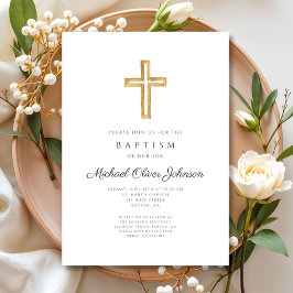 Convite Batismo religioso religioso Elegante