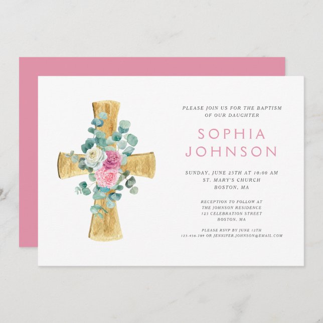 Convite Batismo religioso religioso religioso (Frente/Verso)
