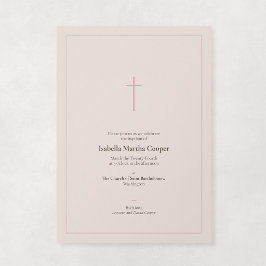 Convite Batismo Religioso Rosa Mínimo Cruz