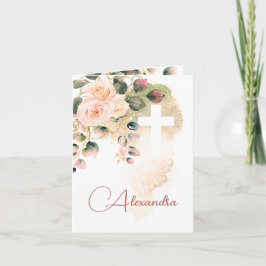 Convite Batismo Religioso Rosas Fotográficos de Natal Rosa