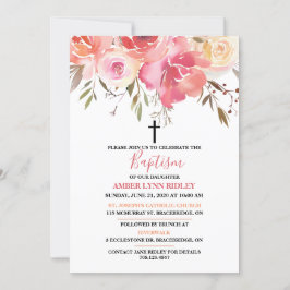 Convite Batismo Romântico Floral Bebê e Brunch