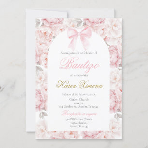 Convite Batismo rosa Arco Espanhol