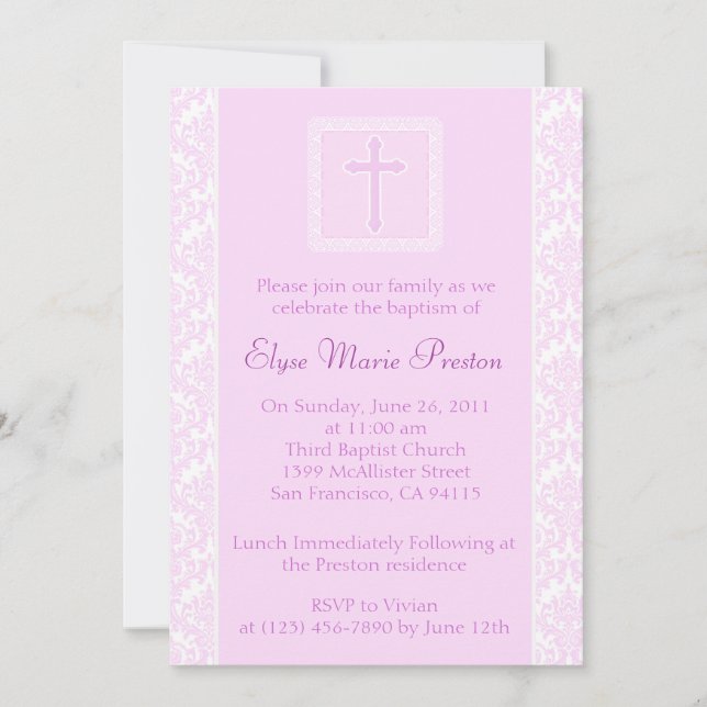 Convite Batismo Rosa/Convite de Natal (Frente)