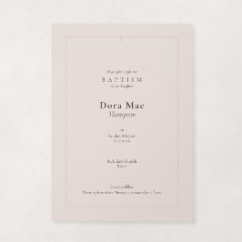 Convite Batismo Rosa Cor-de-Rosa Religioso com Cruz Recort
