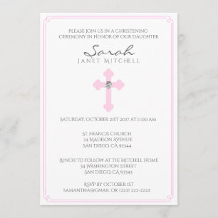 Convite Batismo rosa-rosa Criança de Natal