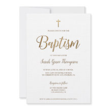 Batismo Simples Moderno Dourado Cruz Branca Puro