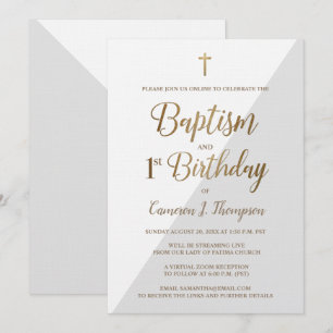 Convite Batismo virtual Dourado personalizado e primeiro a