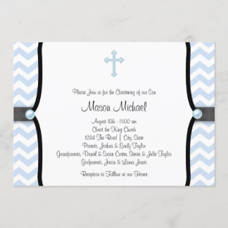 Convite Batizado Chevron Azul