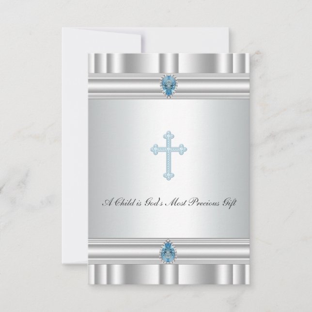 Convite Batizado da Cruz Cinza e Azul (Frente)