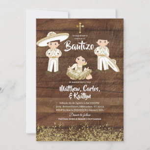 Convite Batizado de Irmão Charro Dourado de Cacto Mexicano
