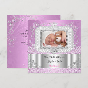 Convite Batizado de Menina pink purple