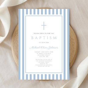 Convite Batizado de Menino Azul Bebê Elegante