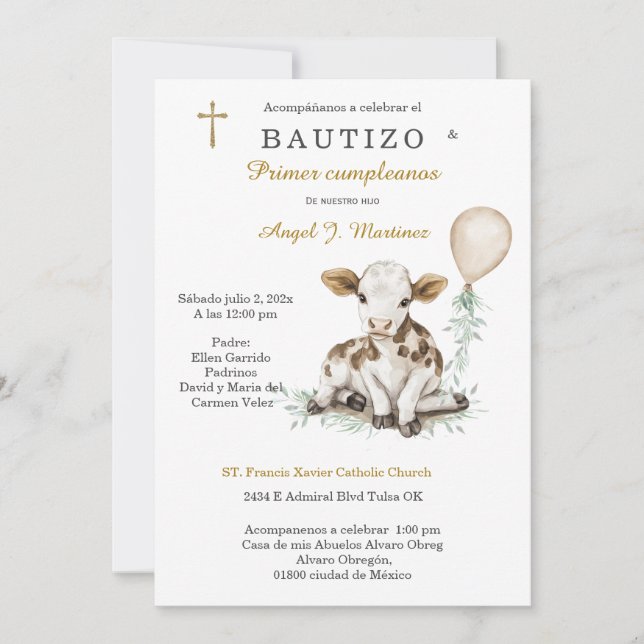 Convite Batizado e Primeiro Aniversário Menino (Frente)