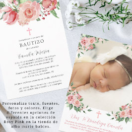 Convite Batizado Menina Batismo Espanhol para Meni
