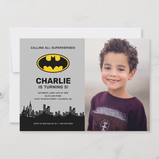 Convite Batman - Cidade de Gotham | Boys Birthday - Foto (Frente)