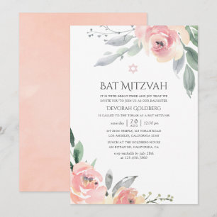 Convite Batom de Mitza Floral Rosa Pastel