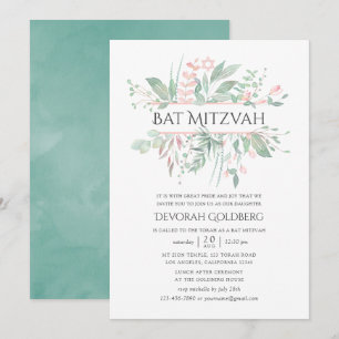 Convite Batom de Pastel Verde Bat Mitzvah