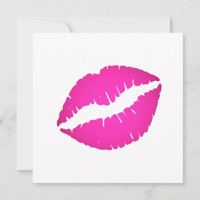 Convite Batom Ombre Rosa Quente Beijo em Branco (Frente)