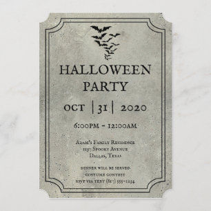 Convite Bats Tombstone Halloween Invants